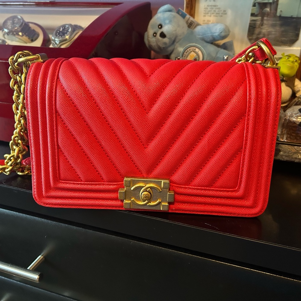 Chanel Red Quilted Shoulder Bag